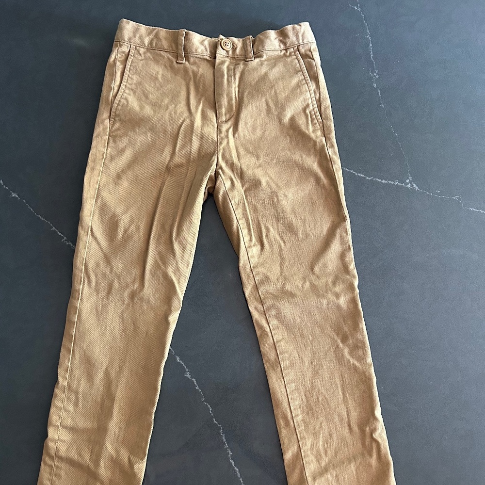 JCrew Boys Stretch Chinos in Size 7 with Adjustable Waist in Tan / Caramel color